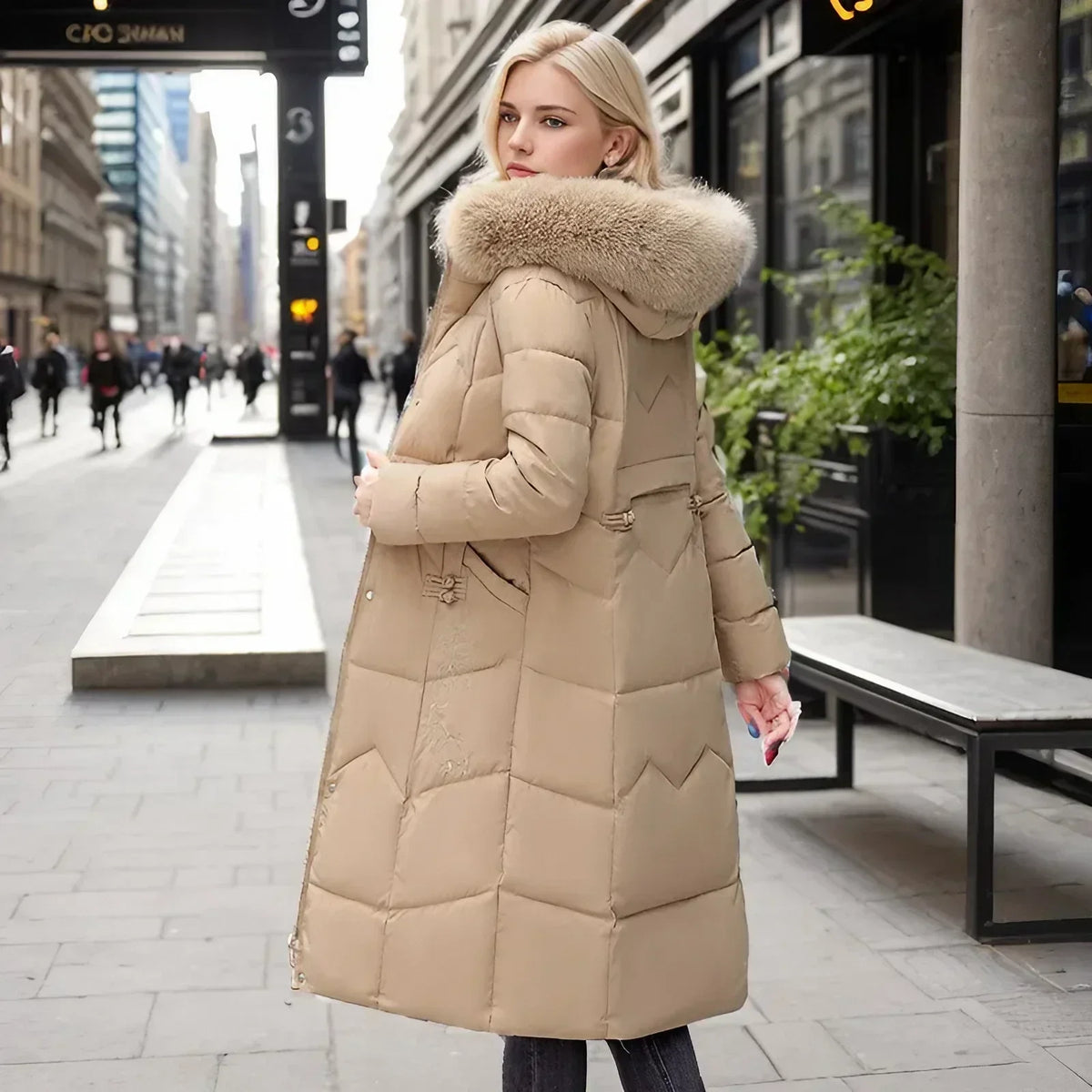 Freya™ | Winter-Langmantel mit Pelzkragen