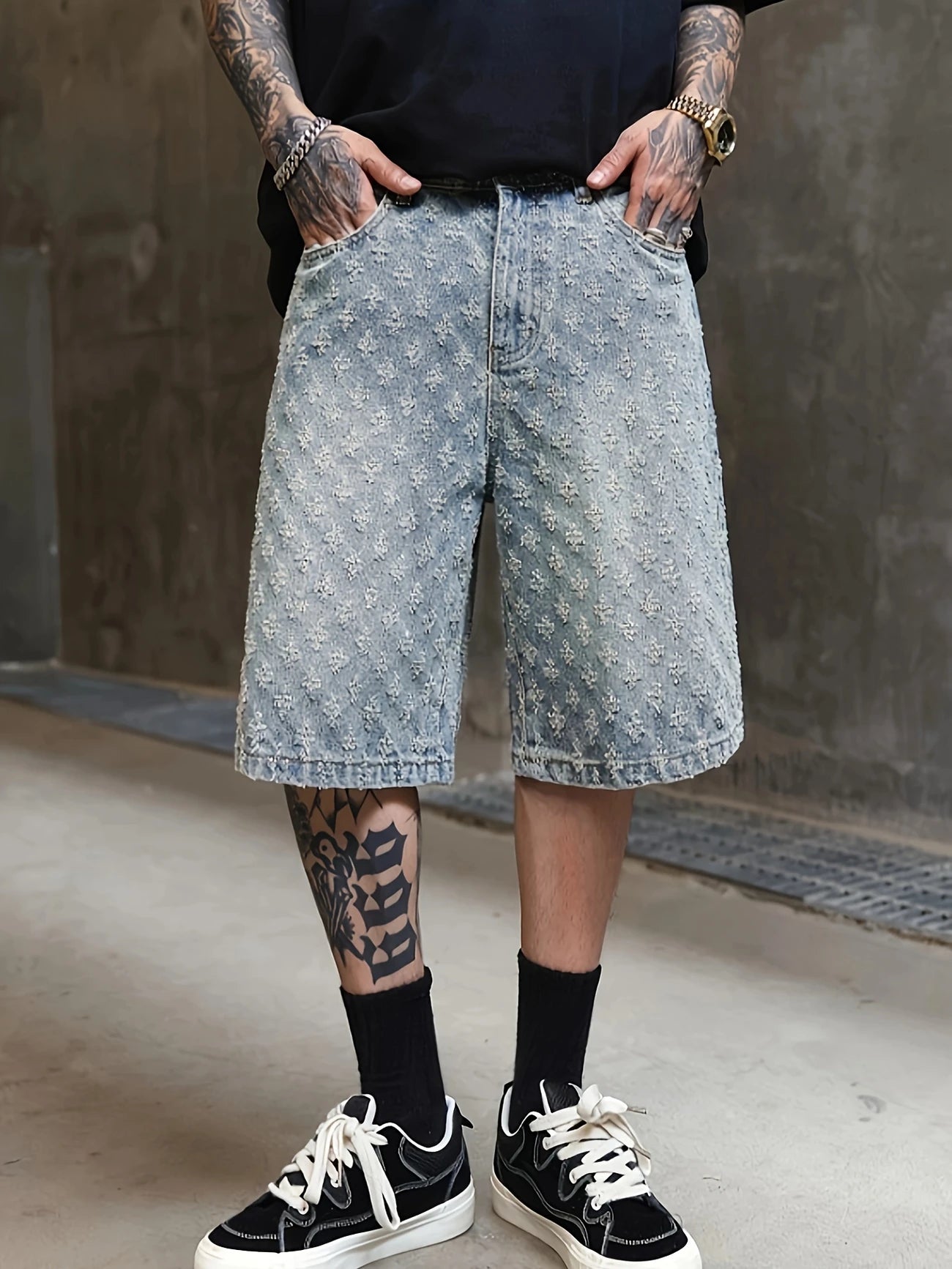 Diego™ – Pantaloncini Streetwear in Denim Ricamato