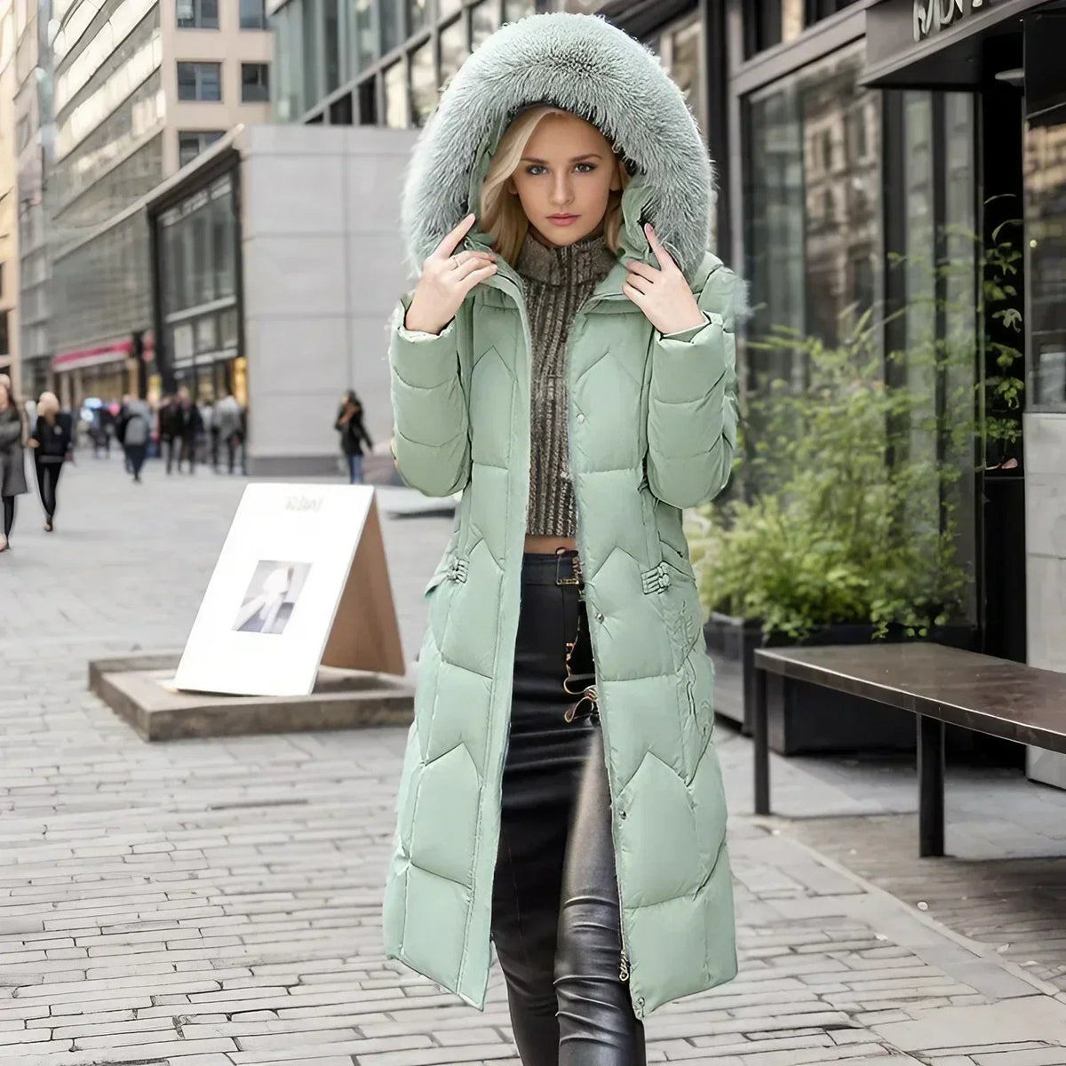 Freya™ | Winter-Langmantel mit Pelzkragen