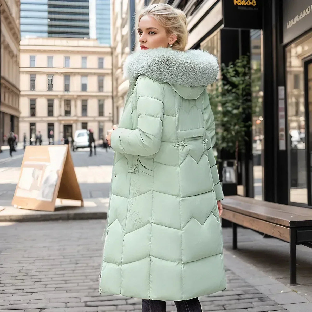 Freya™ | Winter-Langmantel mit Pelzkragen