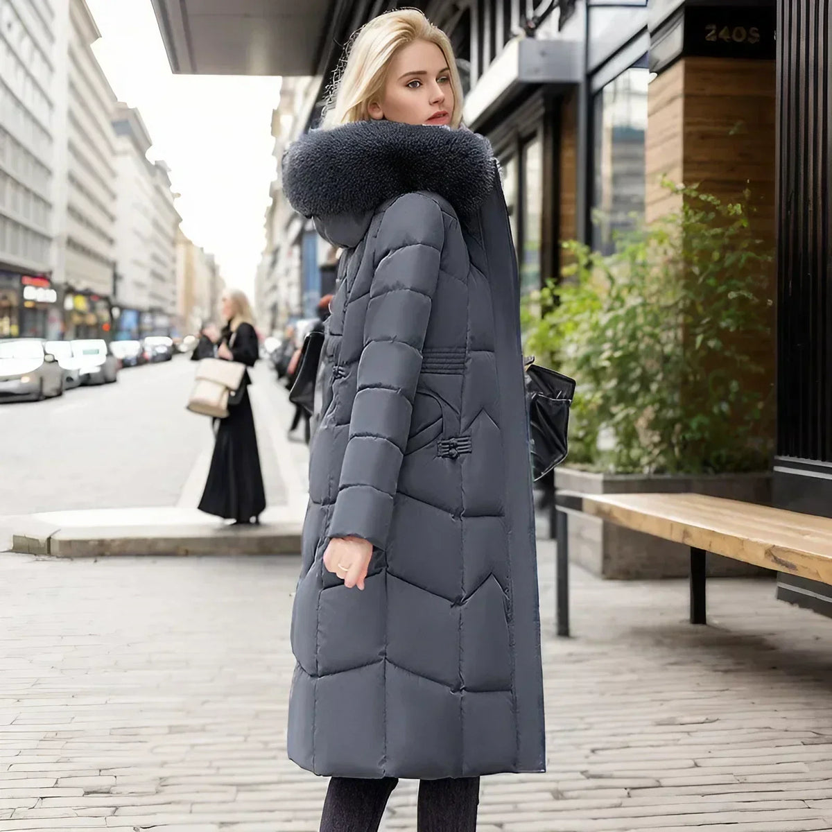 Freya™ | Winter-Langmantel mit Pelzkragen