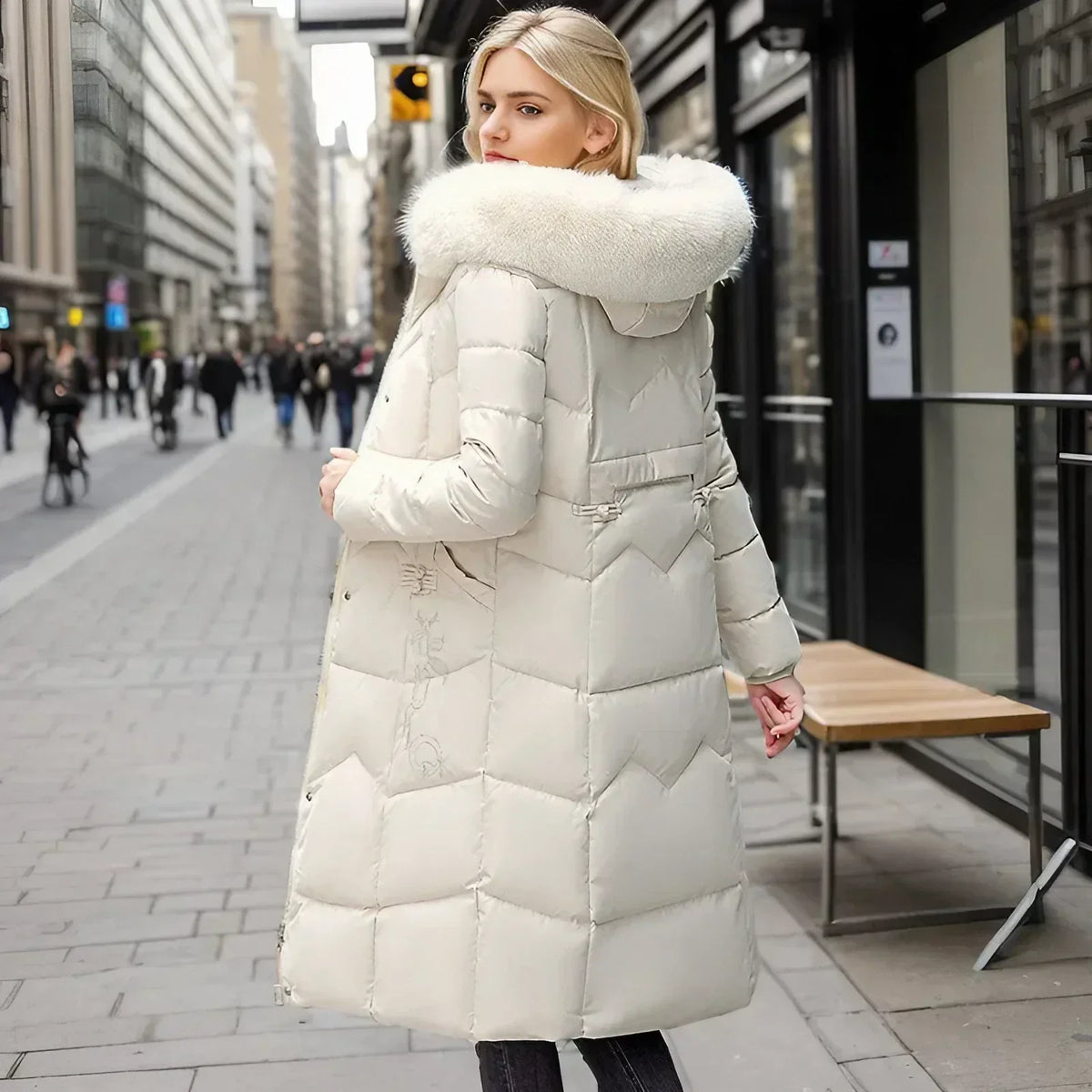 Freya™ | Winter-Langmantel mit Pelzkragen