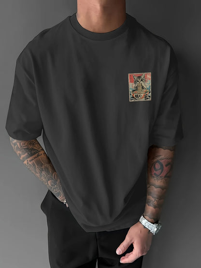 Teekat™ – T-shirt Oversize con Stampa Gatto e Ramen
