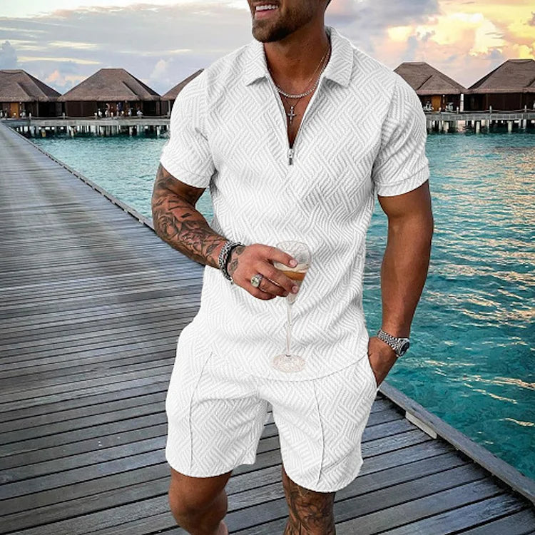 TIM | UNENDLICHES WEISS POLOSHIRT- & SHORTS-SET