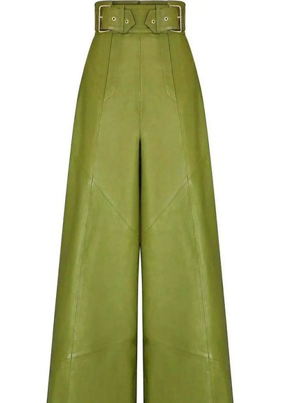Sophia™ | High-Waisted PU-Lederhose mit Weitem Bein