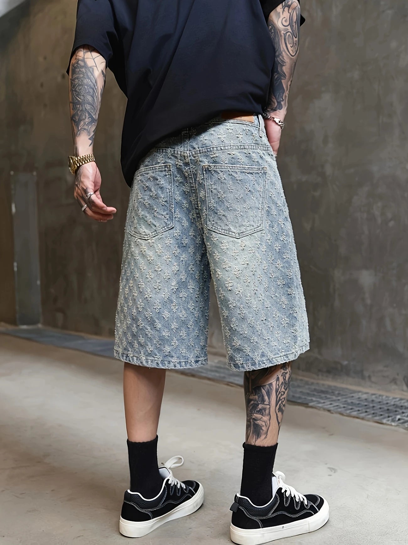 Diego™ – Pantaloncini Streetwear in Denim Ricamato