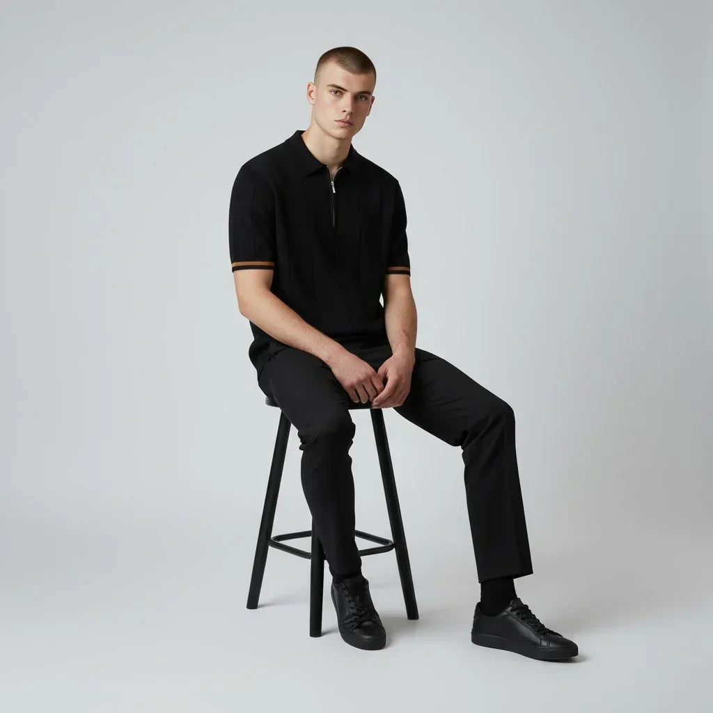 AURELIO™ | STRICK POLO MIT ZIPKRAGEN