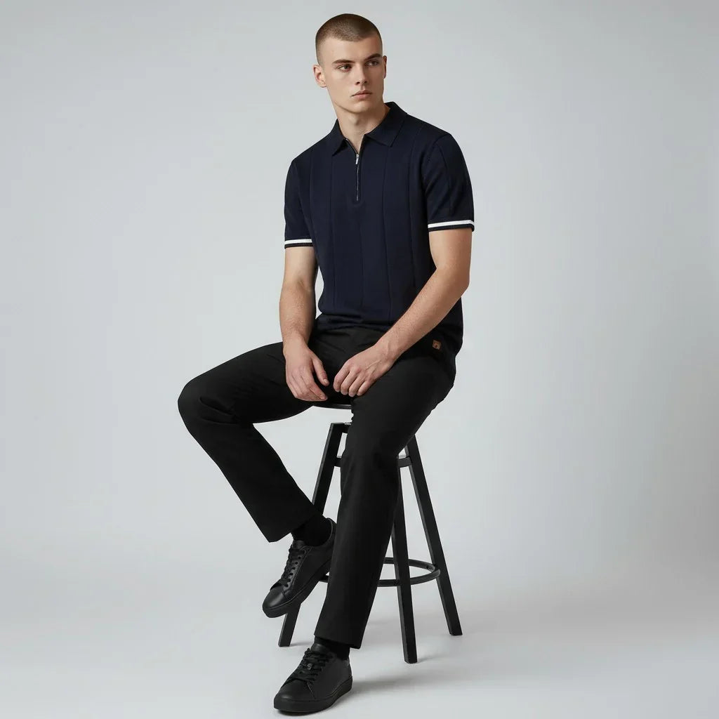 AURELIO™ | STRICK POLO MIT ZIPKRAGEN